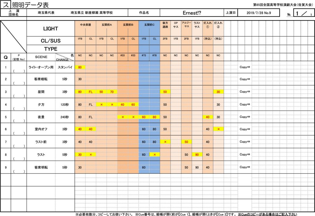 照明Cueシート